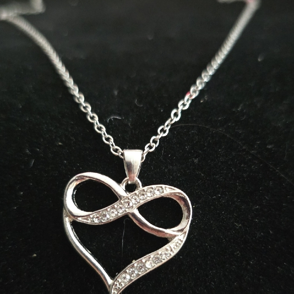 Silver Heart Infinity Pendant Necklace